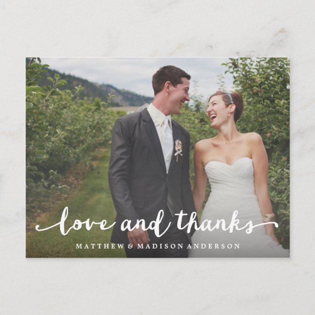 Hand Lettered | Wedding Thank You Postcard (Front)
