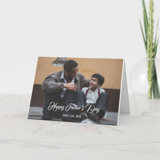 Hand-Lettered White Custom Photo Father's Day Card