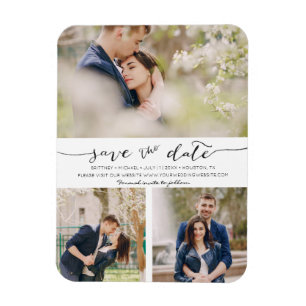 Hand Lettered with Images Save the Date Magnet