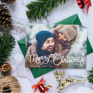 hand lettering christmas joy holiday postcard