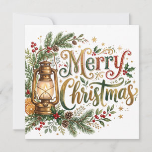 Hand Lettering Christmas Red Truck Photo Card