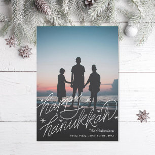 Hand-lettering Happy Hanukkah Photo Holiday Card