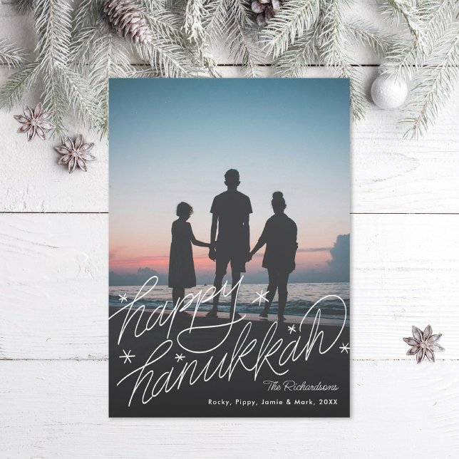 Hand-lettering Happy Hanukkah Photo Holiday Card (Creator Uploaded)