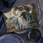 Hand-lettering Happy Hanukkah Photo Holiday Card<br><div class="desc">Hand-lettering happy Hanukkah with stars</div>