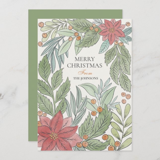 Hand lettering Merry and Bright Fun Photo Holiday  (Front/Back)