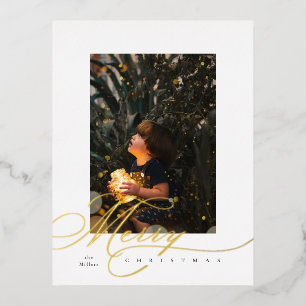 Hand Lettering Merry Foil Holiday Post Card