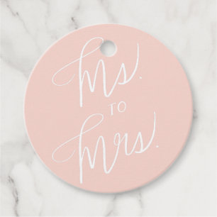 Hand Lettering Ms. to Mrs. Bridal Shower Favour Tags