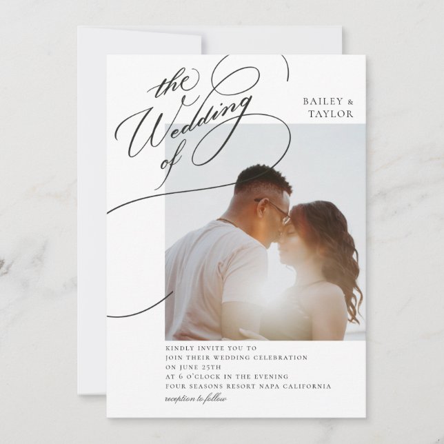 Hand Lettering Photo Wedding Invitation (Front)