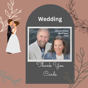 Hand Lettering Photo Wedding Thank You Postcard