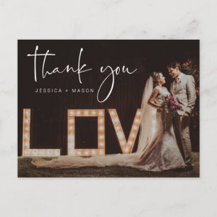 Hand Lettering Photo Wedding Thank You Postcard