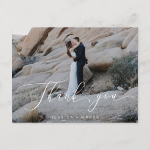 Hand Lettering Photo Wedding Thank You Postcard