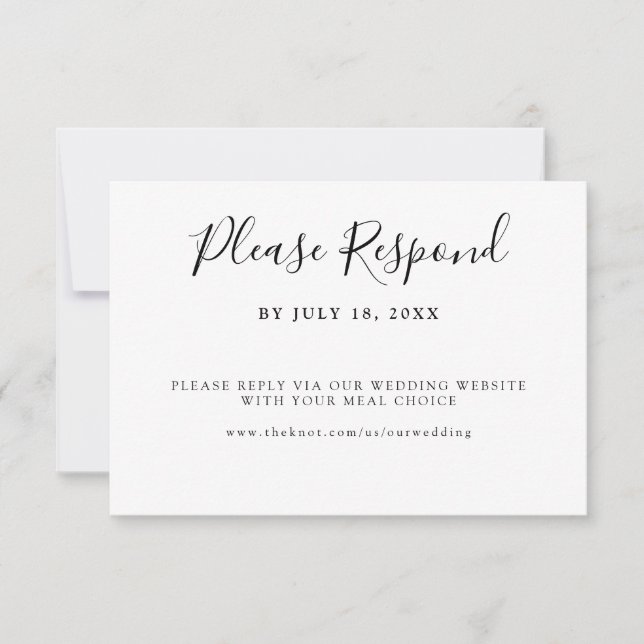 Hand Lettering Simple Minimalist Chic Classy clean RSVP Card (Front)