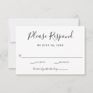 Hand Lettering Simple Minimalist Chic Classy clean RSVP Card