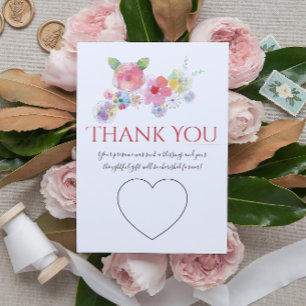 Hand Lettering Watercolor Floral Wedding Photo Thank You Card