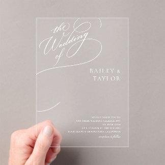 Hand lettering wedding acrylic invitations