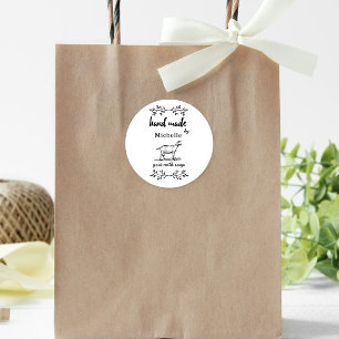 Hand Made By Goat Milk Soap Monogram Classic Round Sticker