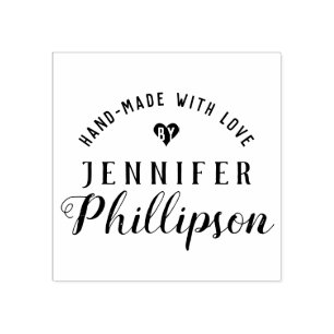 "Hand-Made By" Rustic Craft Signature Rubber Stamp