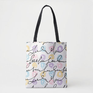 Hand Made Colourful Circles And Letters Tote Bag