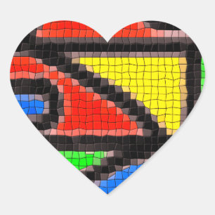 Hand-made mosaic, modern art. heart sticker
