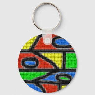 Hand-made mosaic, modern art. key ring