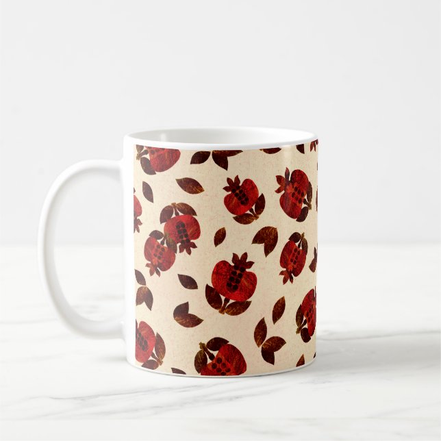 Hand-made seamless repeating pattern with bright s coffee mug (Left)