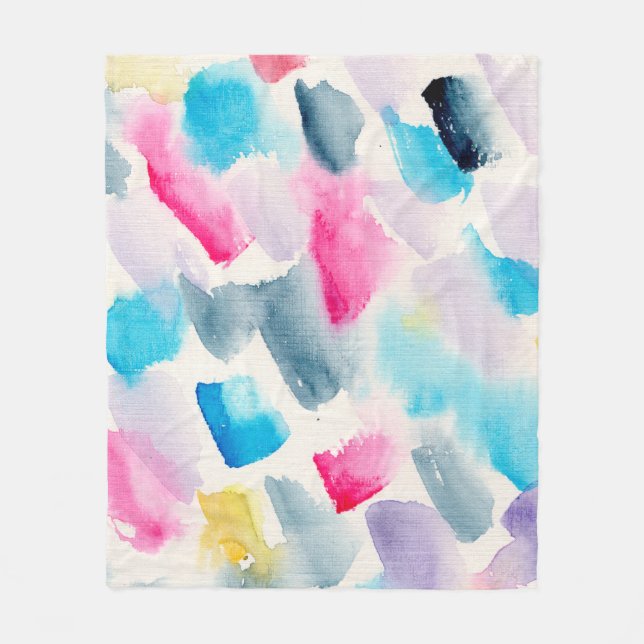 hand made watercolor abstract brush strokes backgr fleece blanket (Front)