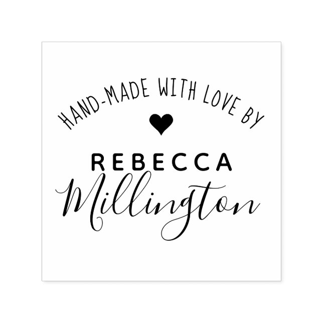 Hand-Made With Love By | Custom Craft Signature Self-inking Stamp (Design)