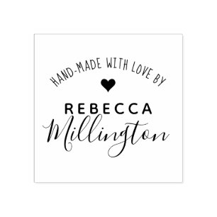 Hand-Made With Love   Custom Artisan Signature Rubber Stamp