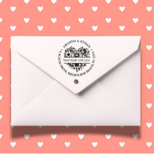 Hand made with Love Foral Theme Self-inking Stamp