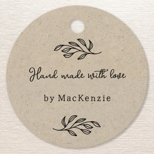 Hand Made With Love Personalized Brown Price Tag