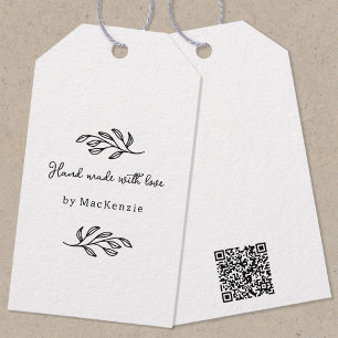 Hand Made With Love QR code Product Price Tag