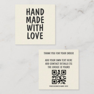 Hand Made With Love Small Business Thank You Square Business Card