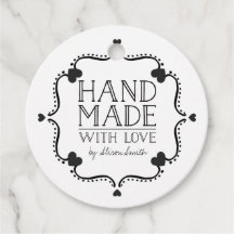 Hand made with love tag with Hearts
