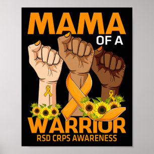 Hand Mama Of A Warrior RSD CRPS Awareness Sunflowe Poster