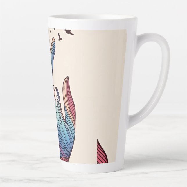 Hand mountain flight art latte mug (Right)