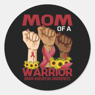 Hand Mum Of A Warrior Brain Aneurysm Awareness Sun Classic Round Sticker