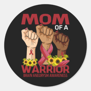Hand Mum Of A Warrior Brain Aneurysm Awareness Sun Classic Round Sticker