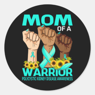 Hand Mum Of A Warrior Polycystic Kidney Disease Classic Round Sticker
