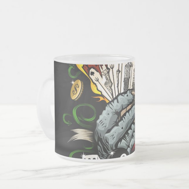 Hand Of Cards Frosted Glass Coffee Mug (Front Left)