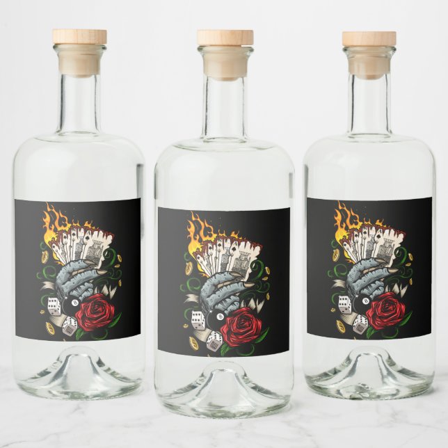 Hand Of Cards Liquor Bottle Label (Bottles)