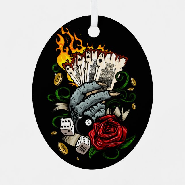 Hand Of Cards Metal Tree Decoration (Front)