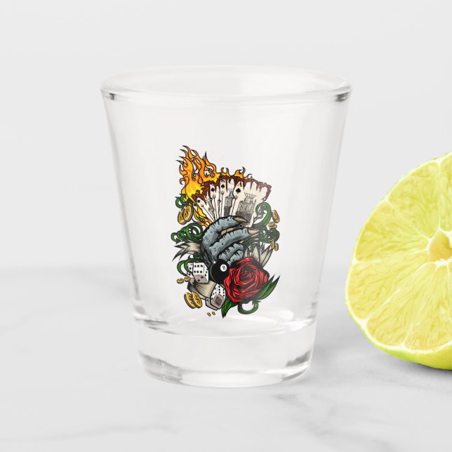 Hand Of Cards Shot Glass (Front)