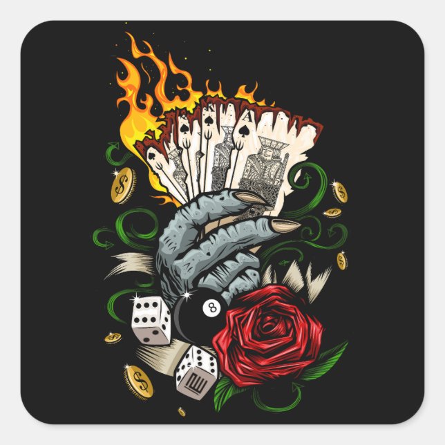 Hand Of Cards Square Sticker (Front)
