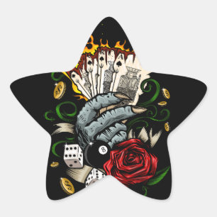 Hand Of Cards Star Sticker