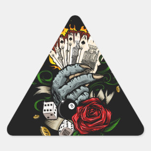 Hand Of Cards Triangle Sticker