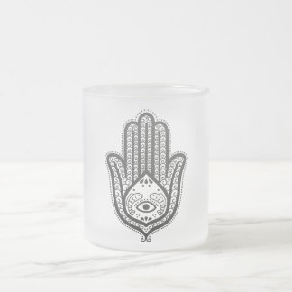 Hand of Fatima Frosted Glass Coffee Mug