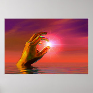 Hand of God holding the sun Poster