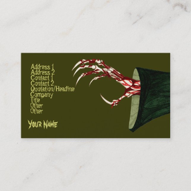 Hand Of Grim Business Card (Front)
