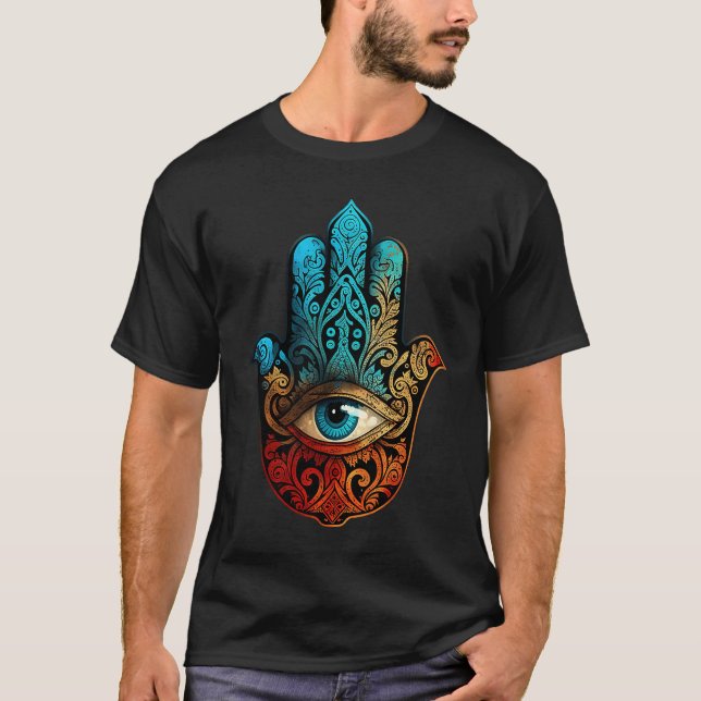 Hand of Hamsa evil eye protection T-Shirt (Front)