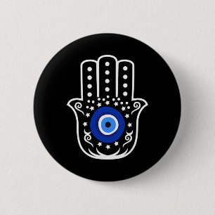 Hand Of Hamsa Fatima Turkish Tiger Eye Evil Protec 6 Cm Round Badge